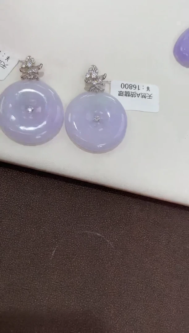 翡翠银S925镶嵌颈饰天然缅甸a货淡紫大扣(多样性发其一