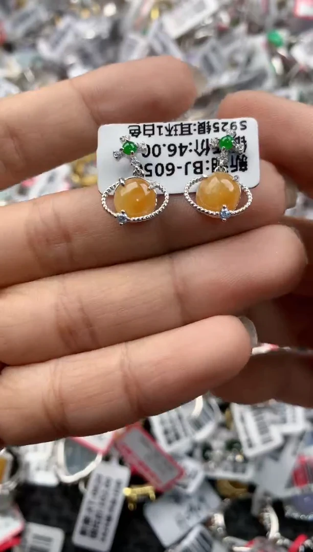 银S925镶嵌戒指翡翠151515----5