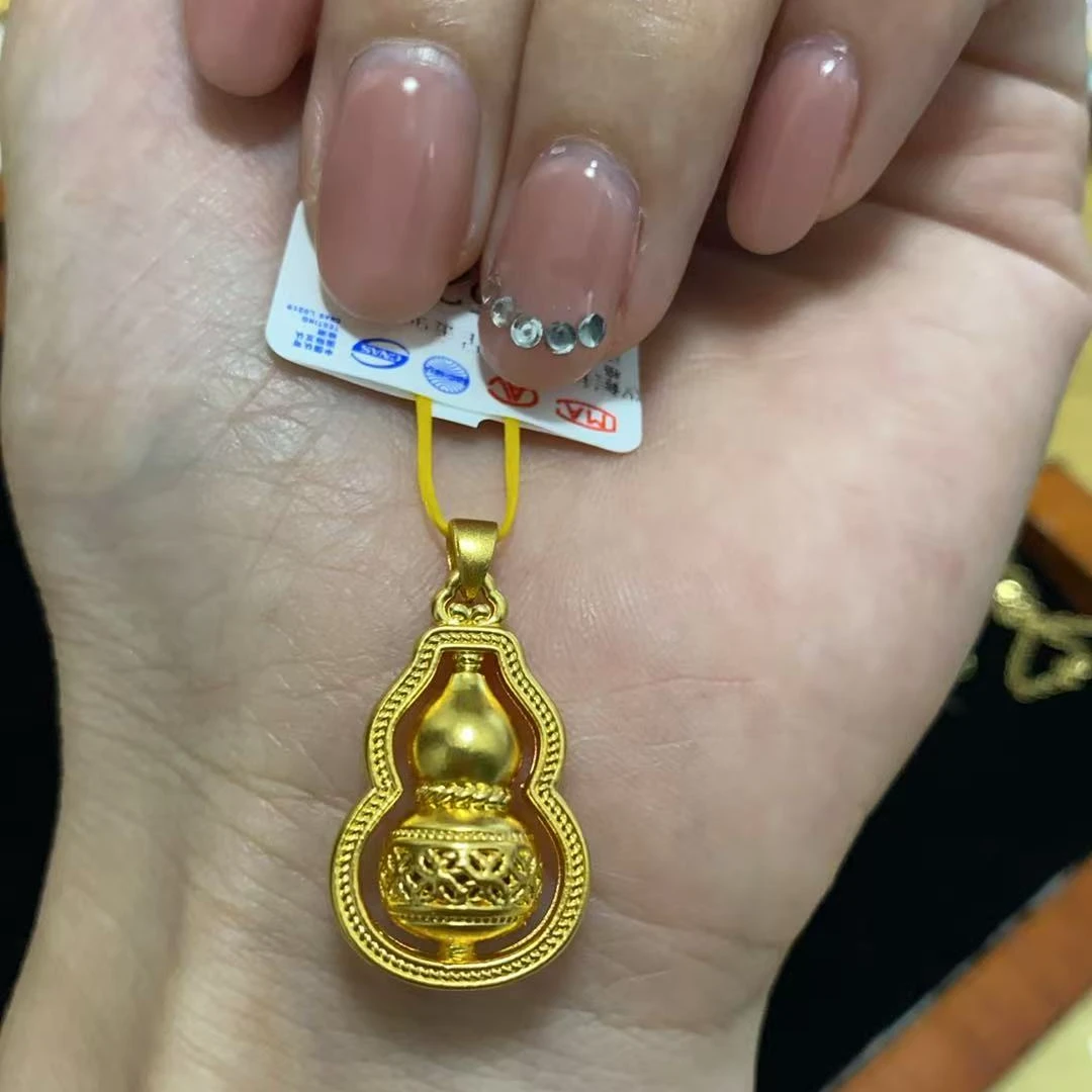双层镂空葫芦足金999（赠链为合金材质）