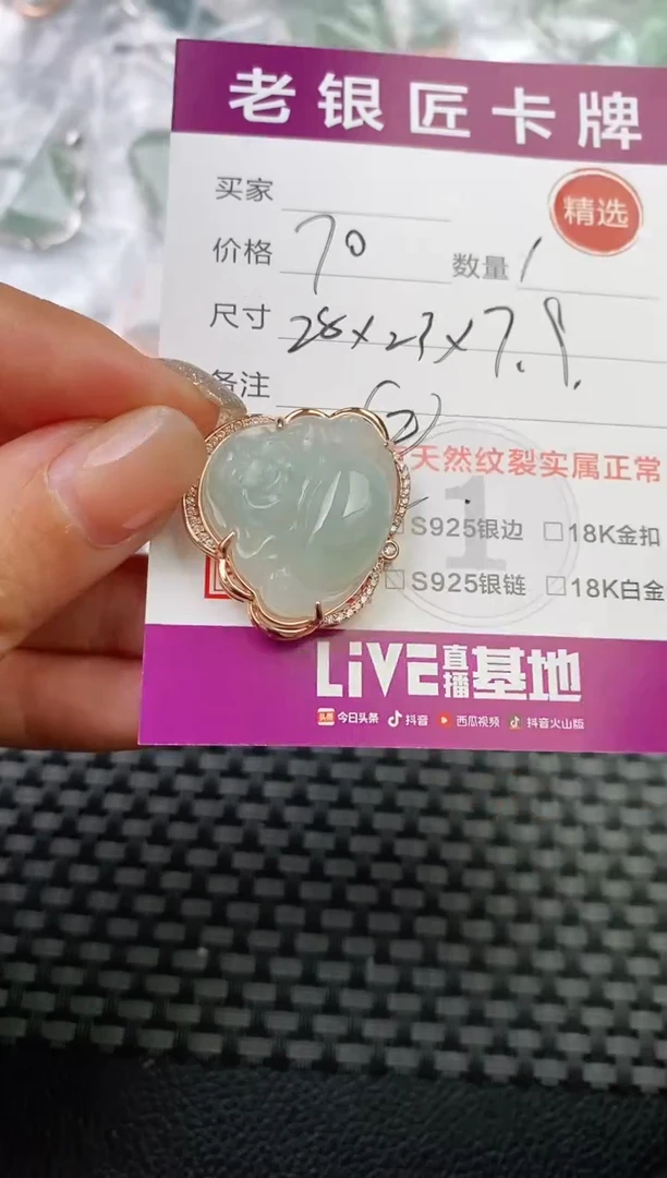 翡翠银S925镶嵌颈饰·