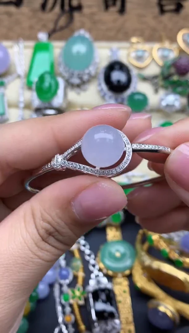 【闪购商品】翡翠手镯18K金镶嵌567-中国好珍宝