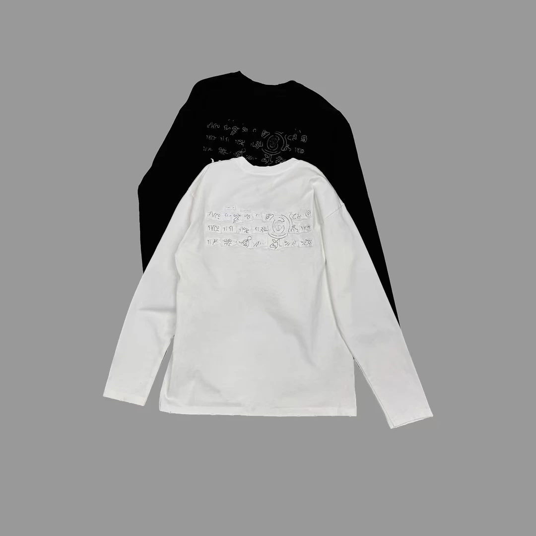 小颖X【重工贴布绣长T】24秋冬新款男女同款时尚潮牌贴布绣长袖T恤