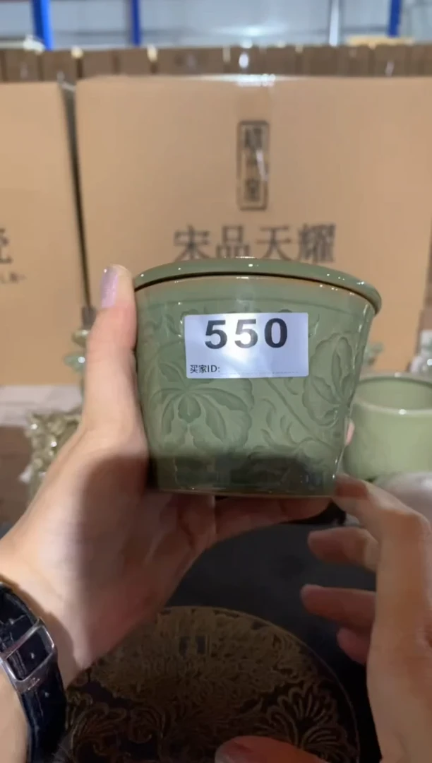 瓷片【550号】手工刻花小可乐杯 一个