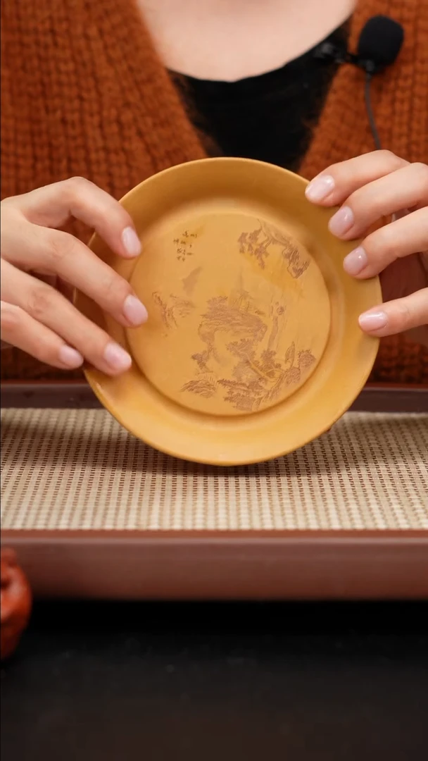 【闪购商品】紫砂茶壶金黄段杯垫13cm