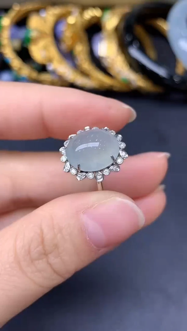 18K金镶嵌戒指翡翠191-雪姐翡翠天天见