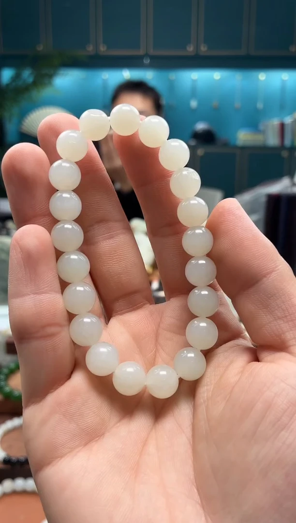 未镶嵌手串和田玉白玉10mm圆