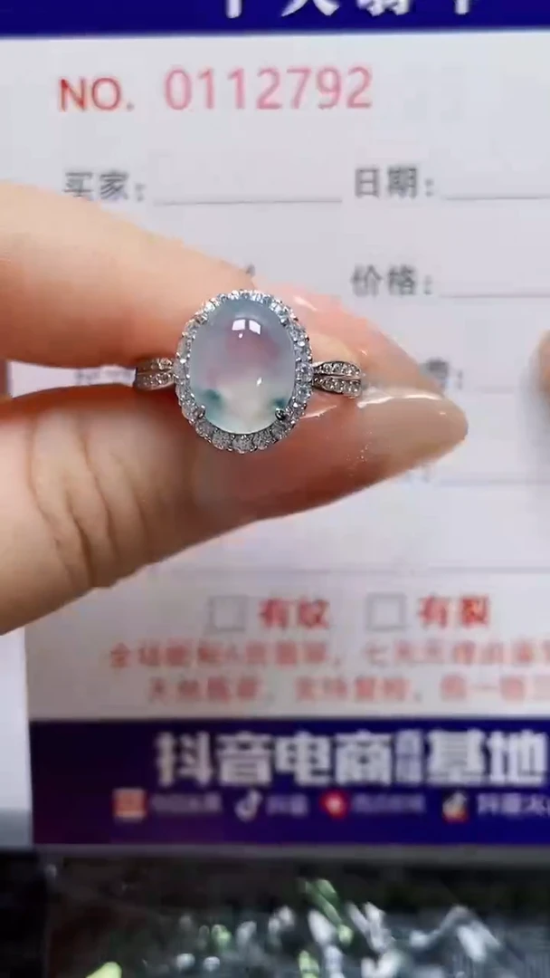 翡翠戒指银S925镶嵌卡*儿2792