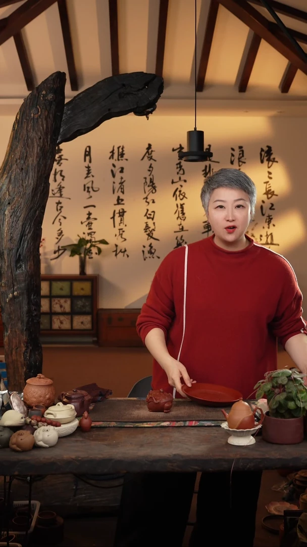 茶杯紫砂刻绘自在杯垫壶承43242