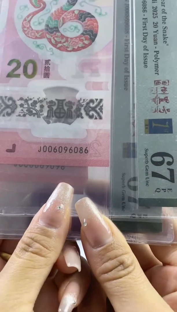 蛇钞圆圆号首日标67分尾086