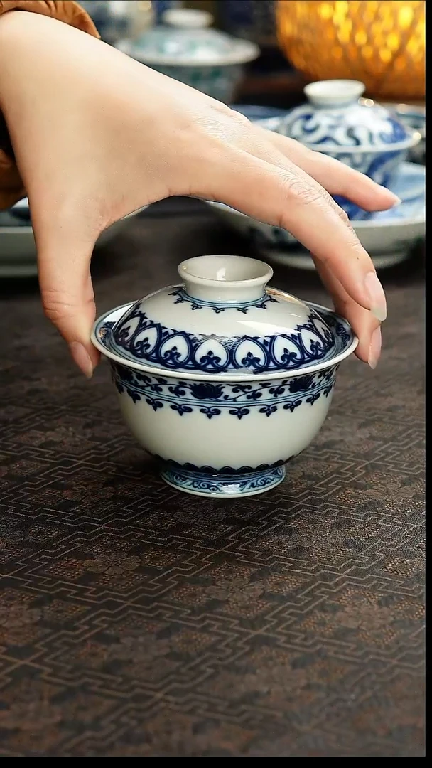 陶瓷记石柴窑宝相盖碗