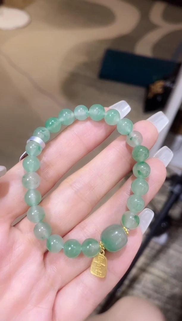 石英质玉（非洲翠）手链银S925镶嵌手链