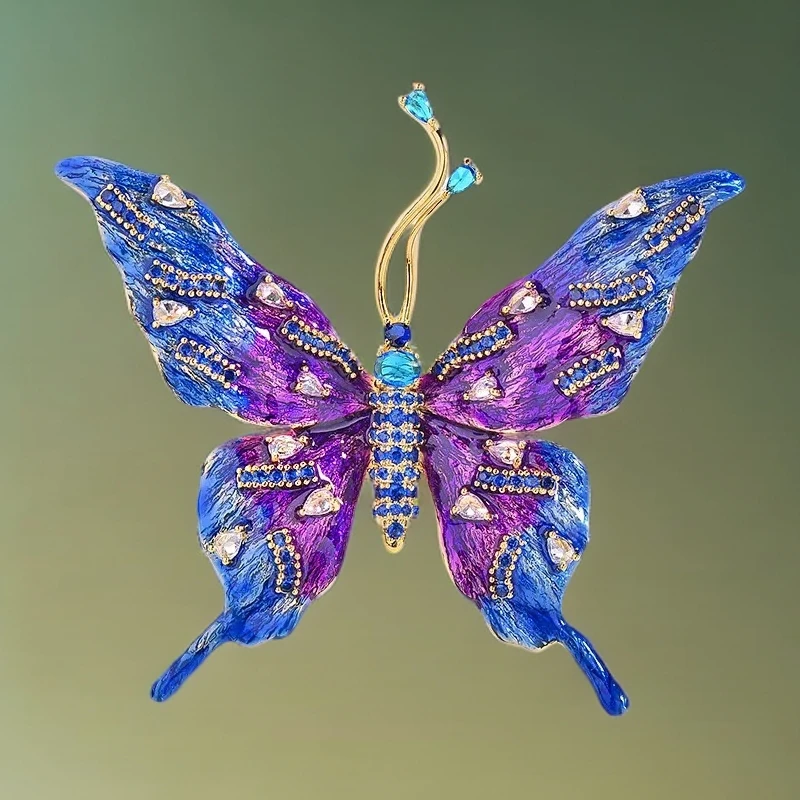 铜合金珐琅胸针 1497新品渐变珐琅彩蝴蝶胸针