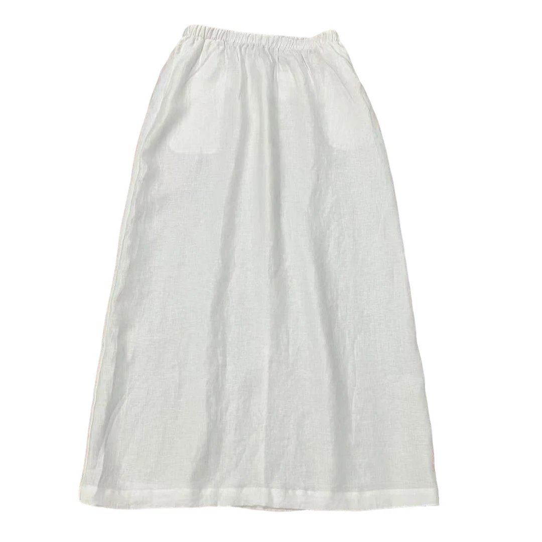 一半---简约款直筒亚麻半裙255103