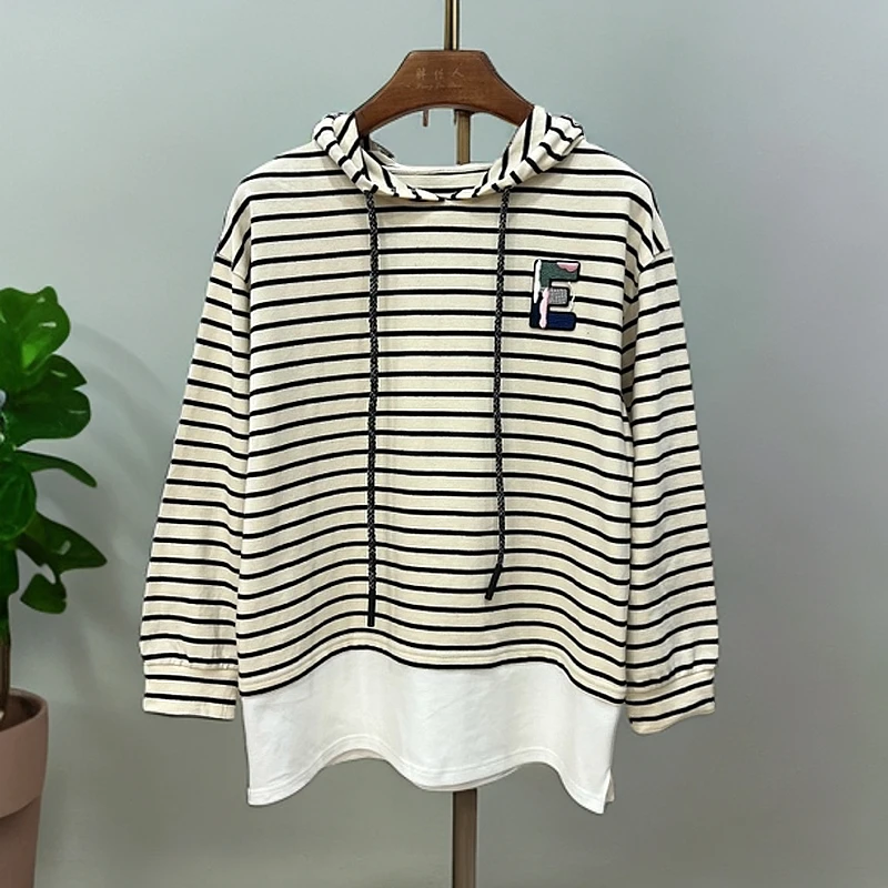 胖人坊连帽条纹衫4609 衣长71