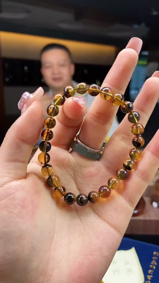 琥珀颈饰未镶嵌缅甸琥珀手串单条