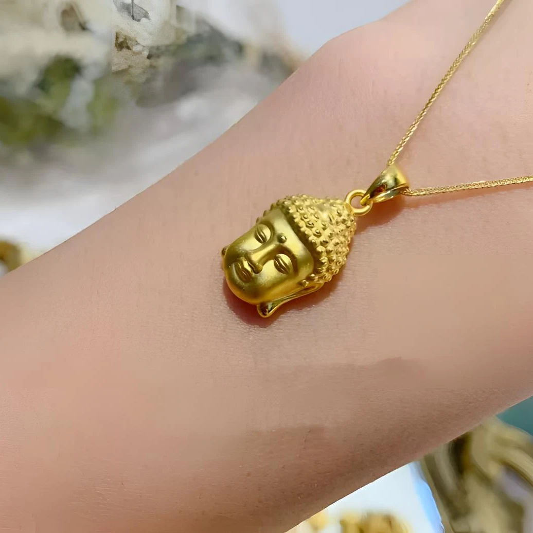 足金佛头古风吊坠轻奢时尚百搭古法精美经典金色精致