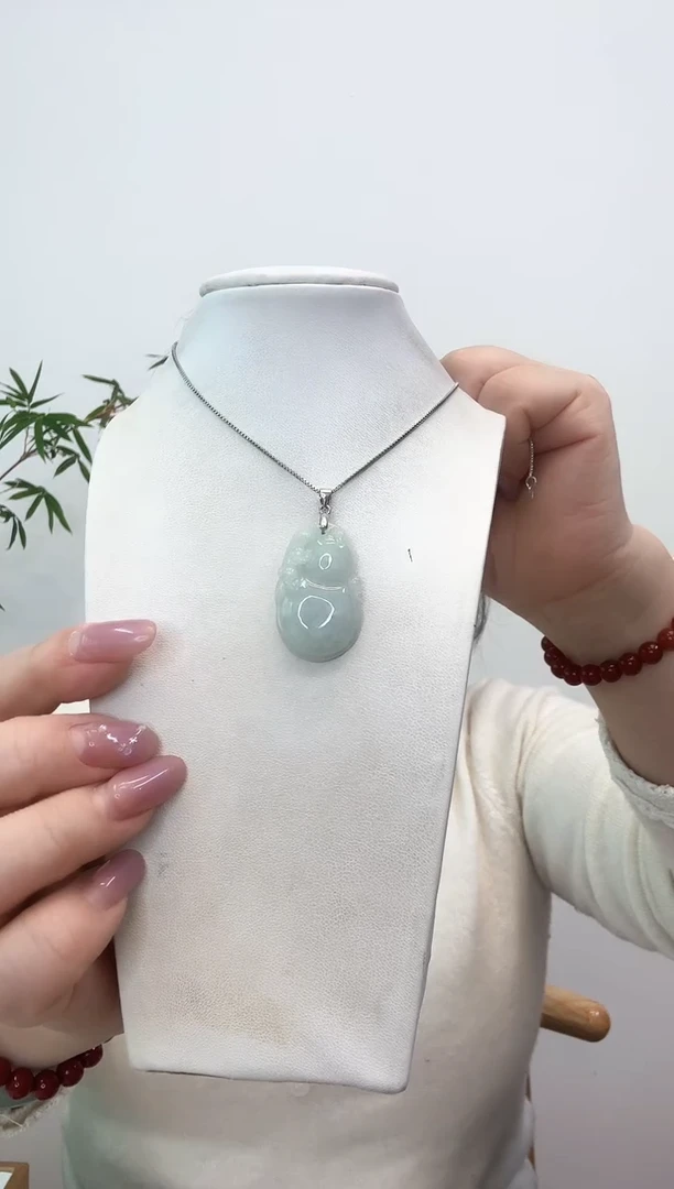 【闪购商品】翡翠颈饰银S925镶嵌葫芦赠合金链