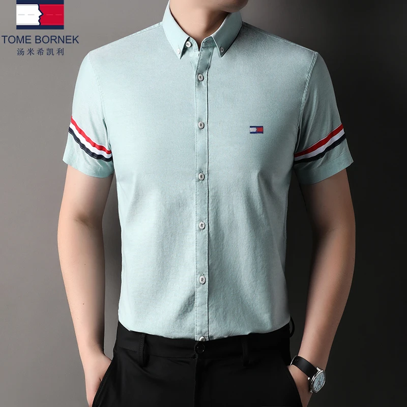 TOME BORNEK纯棉衬衫男士衬衣高档时尚休闲夏季薄款商务轻奢