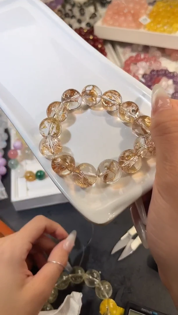 合成欧泊未镶嵌手串多样性发一金箔15mm