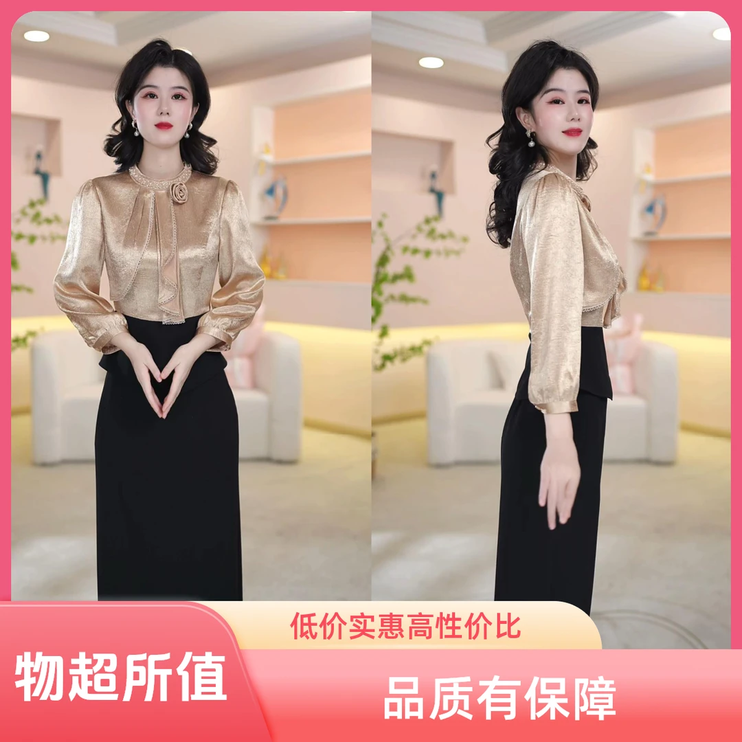 丹思俪2025秋季新款时尚遮肉显瘦显高显白气质百搭两件套8533