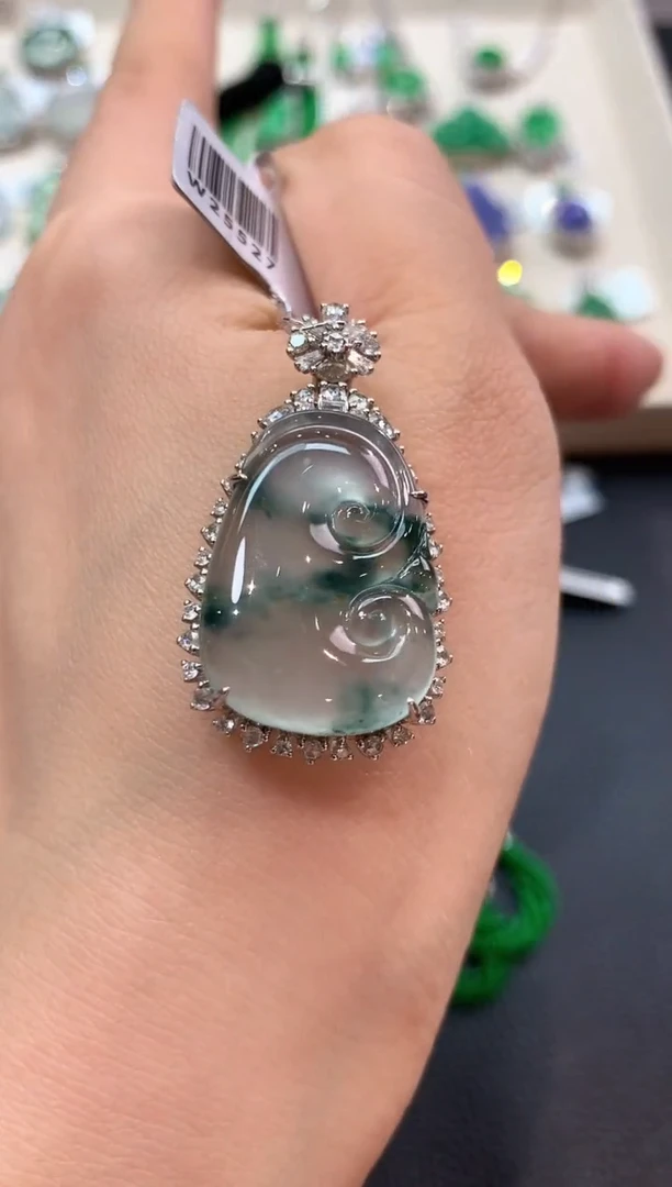 翡翠18K金镶嵌吊坠(不含链)n52母亲节礼物