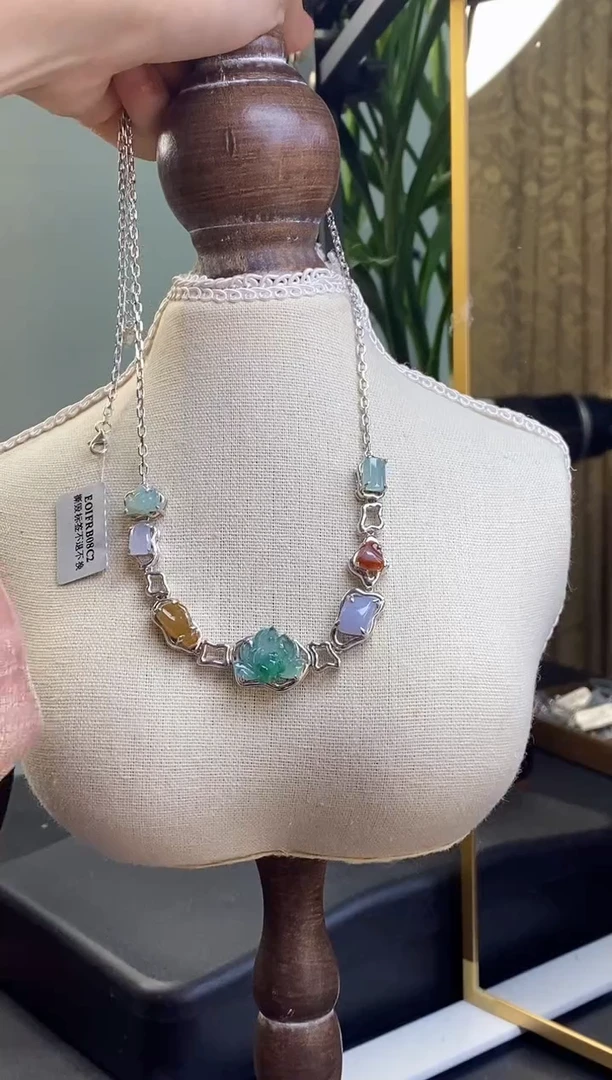 颈饰银S925镶嵌翡翠19333