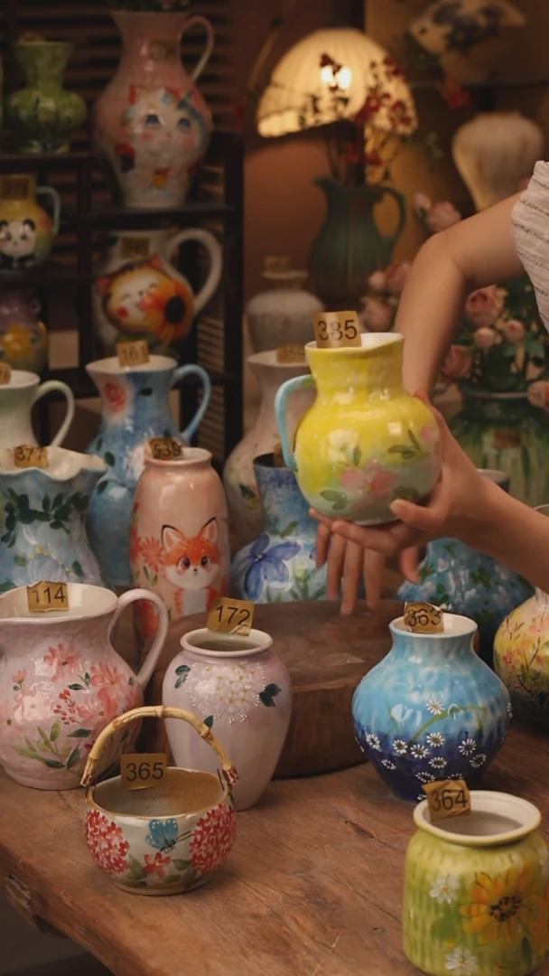 陶瓷385景德镇设计师手作花器摆件侘寂风