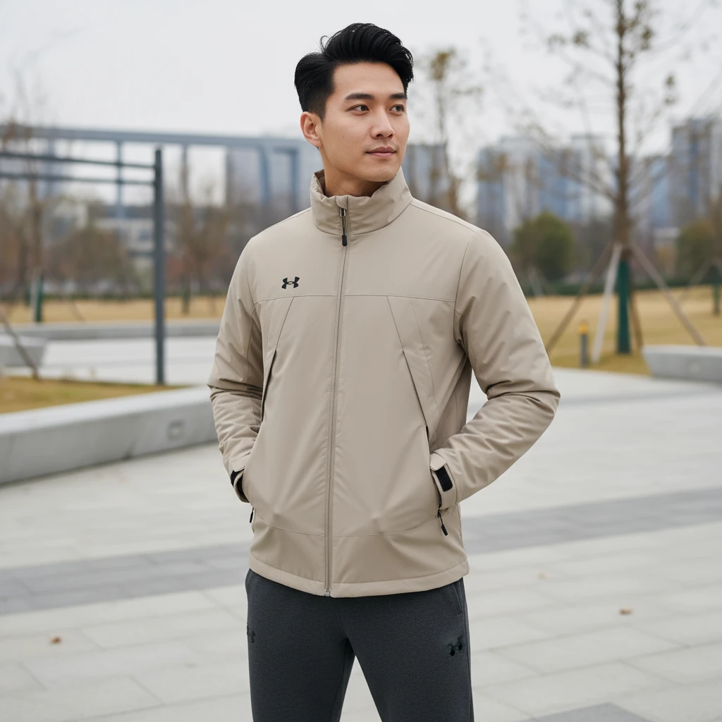 秋冬正品UA安德玛简约百搭立领男女情侣短款保暖运动休闲棉服901