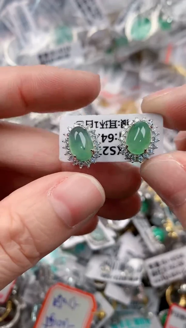 银S925镶嵌戒指翡翠5555----9