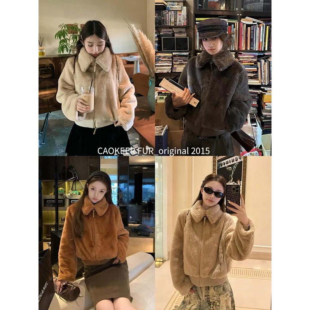 【椰香曲奇】CAOKEER曹可儿2025秋冬新款毛毛外套环保立领77701