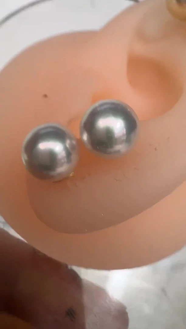 银S925镶嵌耳饰海水珍珠耳钉