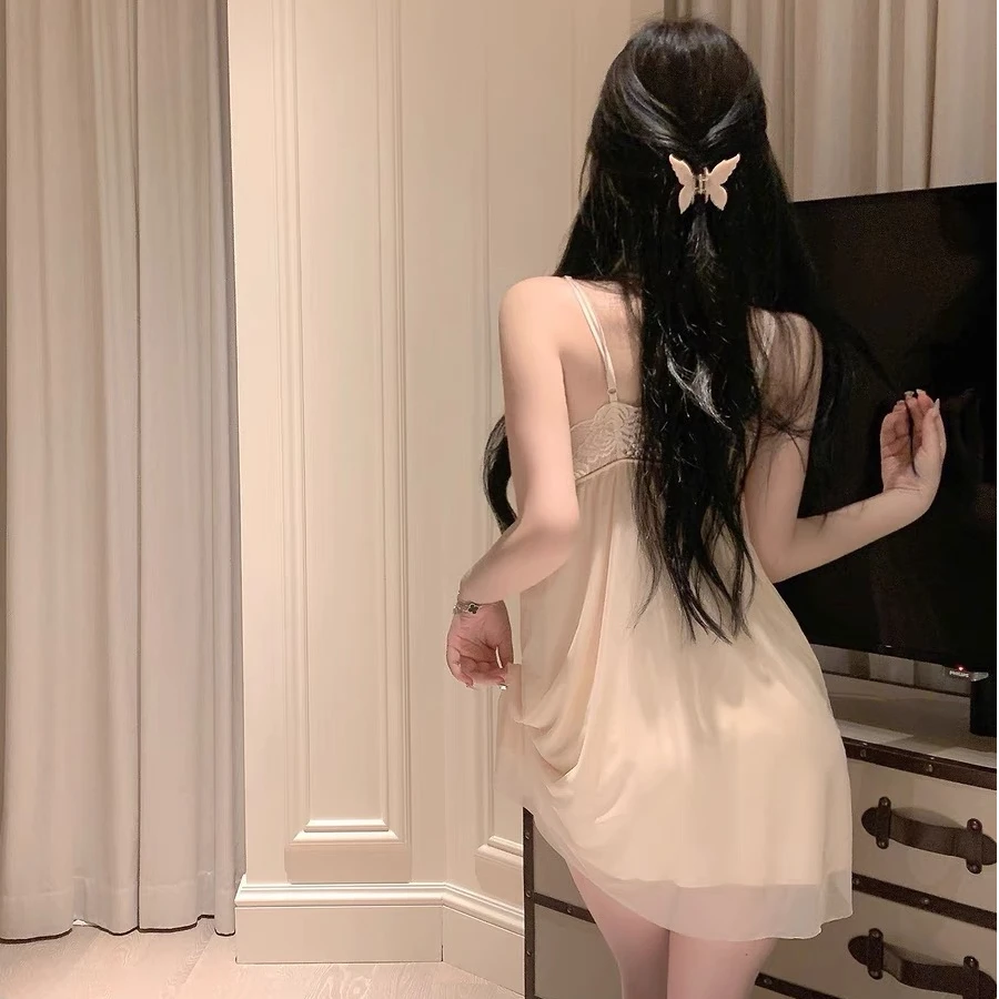 【2025找到指定编码】甜美显瘦蕾丝吊带睡裙套装法式露背纯欲风气质