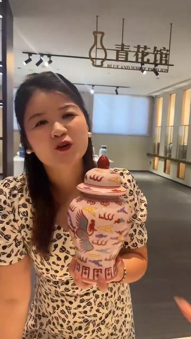 摆件景德镇陶瓷稀土龙凤将军罐