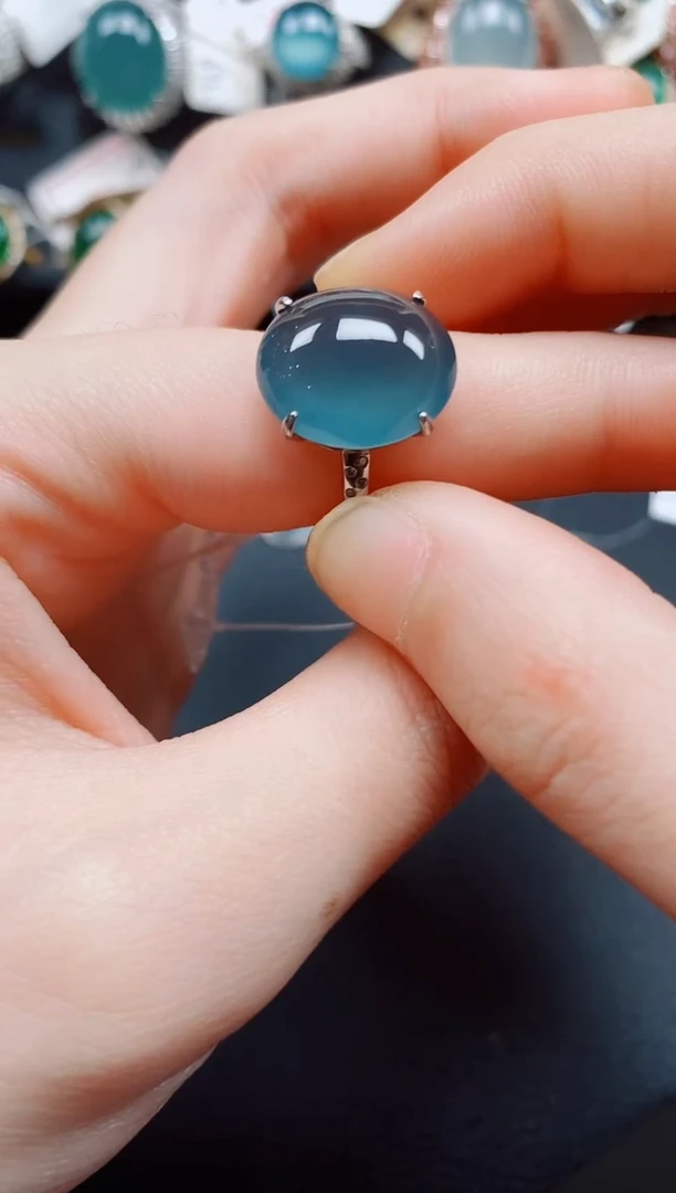 银S925镶嵌戒指翡翠翡翠