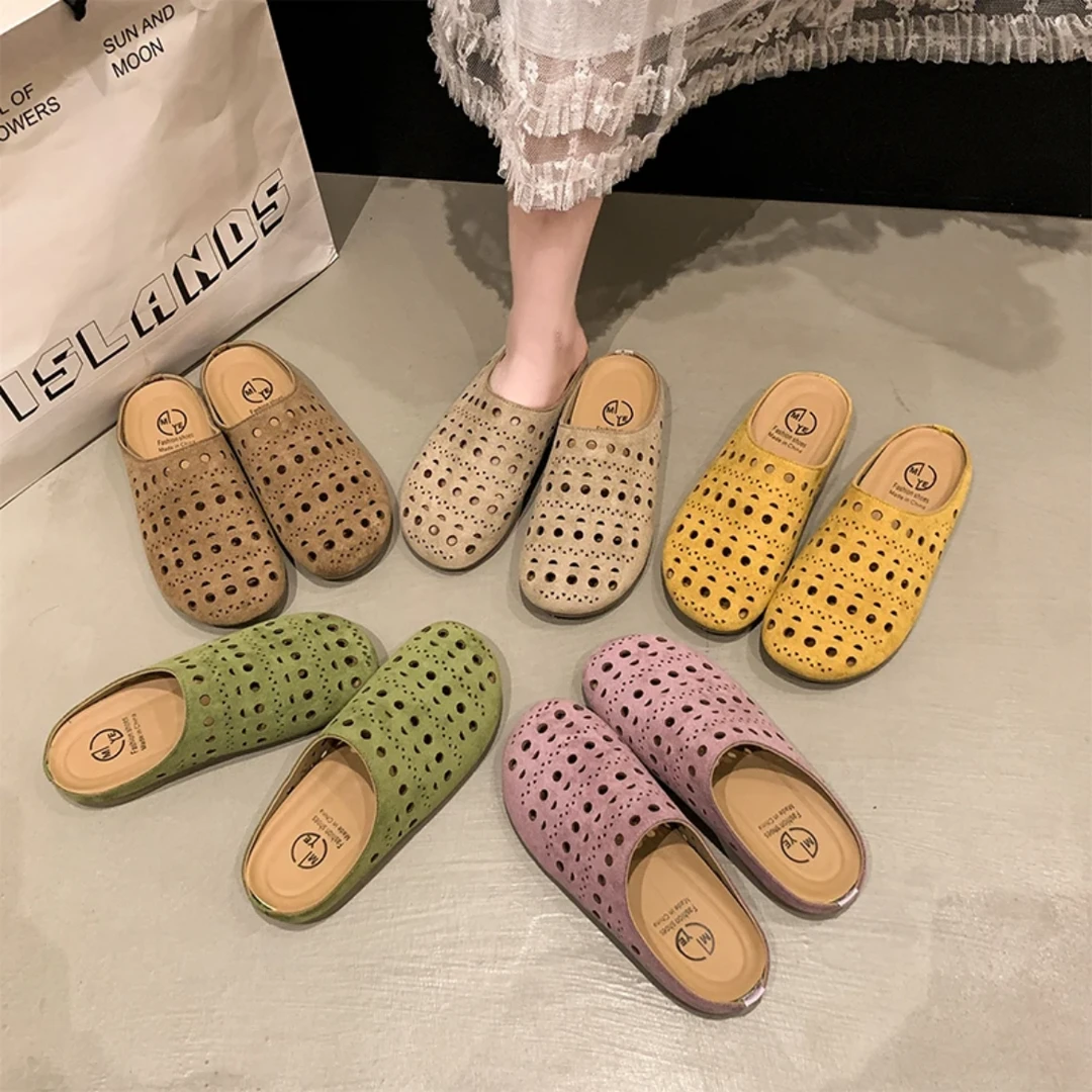 勃肯鞋女拖鞋2025春夏镂空洞洞踩屎感休闲百搭软底包头外穿凉拖鞋