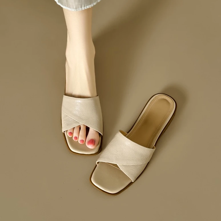 全软羊皮断码清仓真皮拖鞋女平底2025夏季新款外穿凉拖懒人一字拖