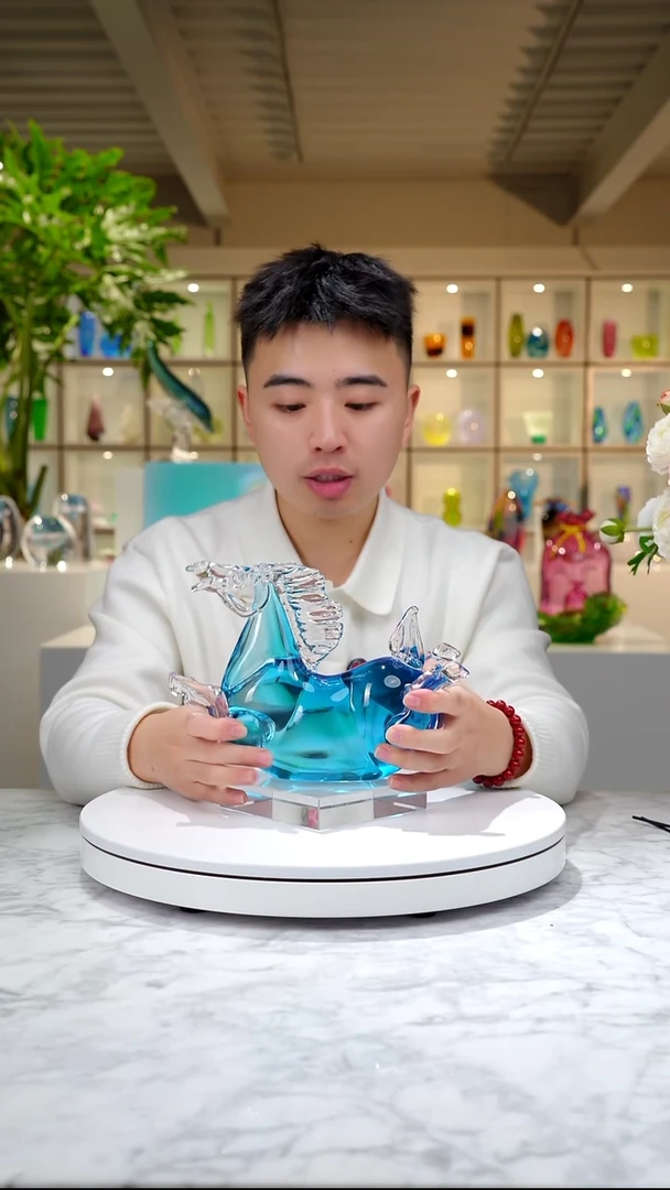 摆件宝石蓝小马摆件+底座