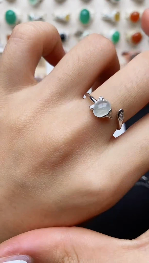 【闪购商品】翡翠戒指银S925镶嵌缅甸翡翠