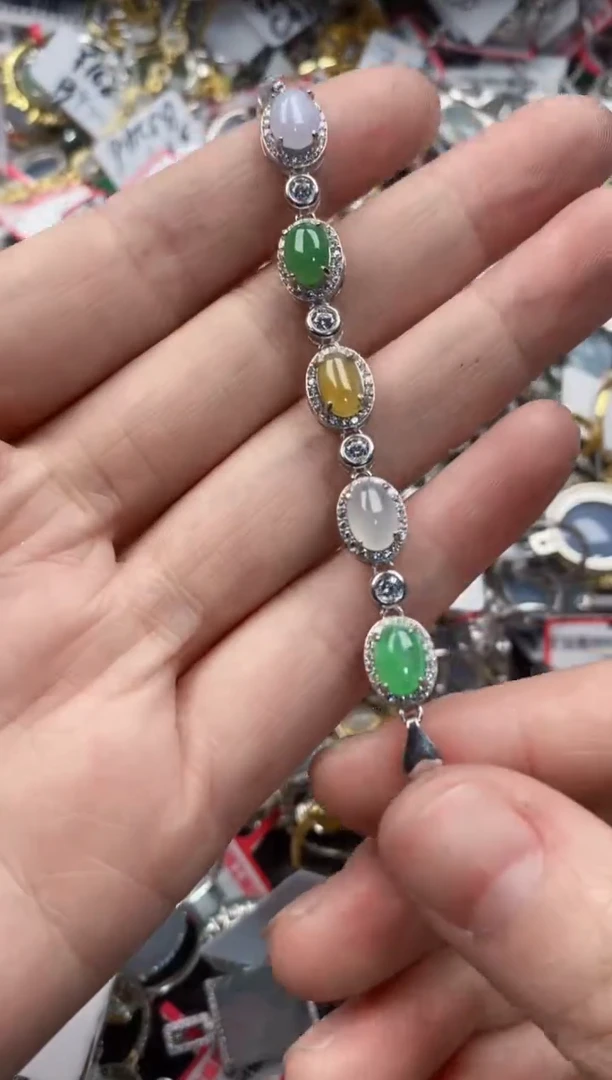 银S925镶嵌戒指翡翠5555---8