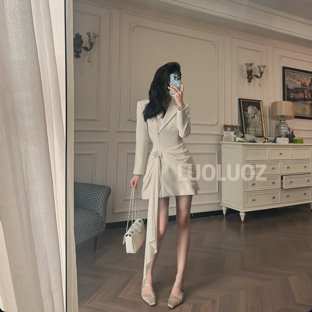 【现货】LUOLUOZ【旷野秋风】不规则拼接拉链设计收腰短款连衣裙CC214