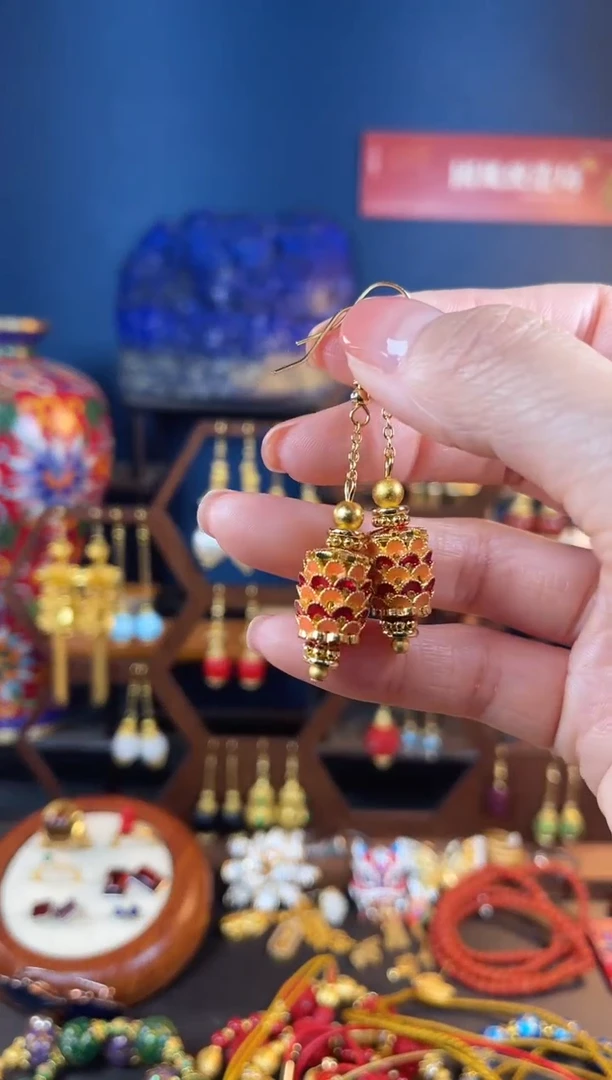 【闪购商品】龙鳞珐琅景泰蓝耳钩