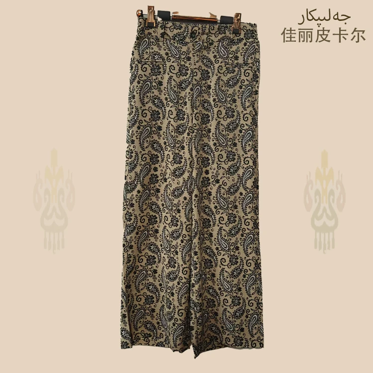 佳丽皮卡尔高腰春夏透气新款丝绒垂感时尚休闲松紧腰直筒裤7267-1