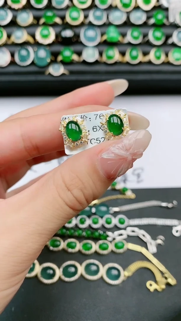 翡翠戒指银S925镶嵌111111