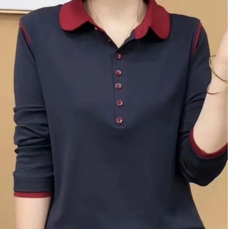 8866 新款女士时尚长袖撞色POLO衫 三楼