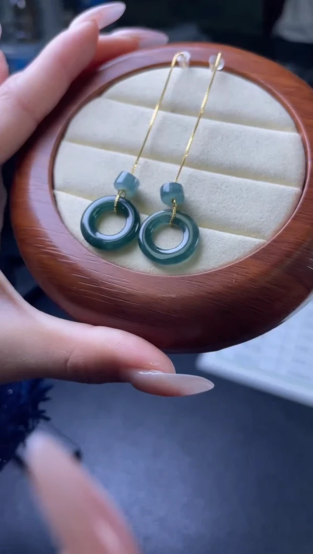 【闪购商品】翡翠耳饰银S925镶嵌24052007A多样性发一