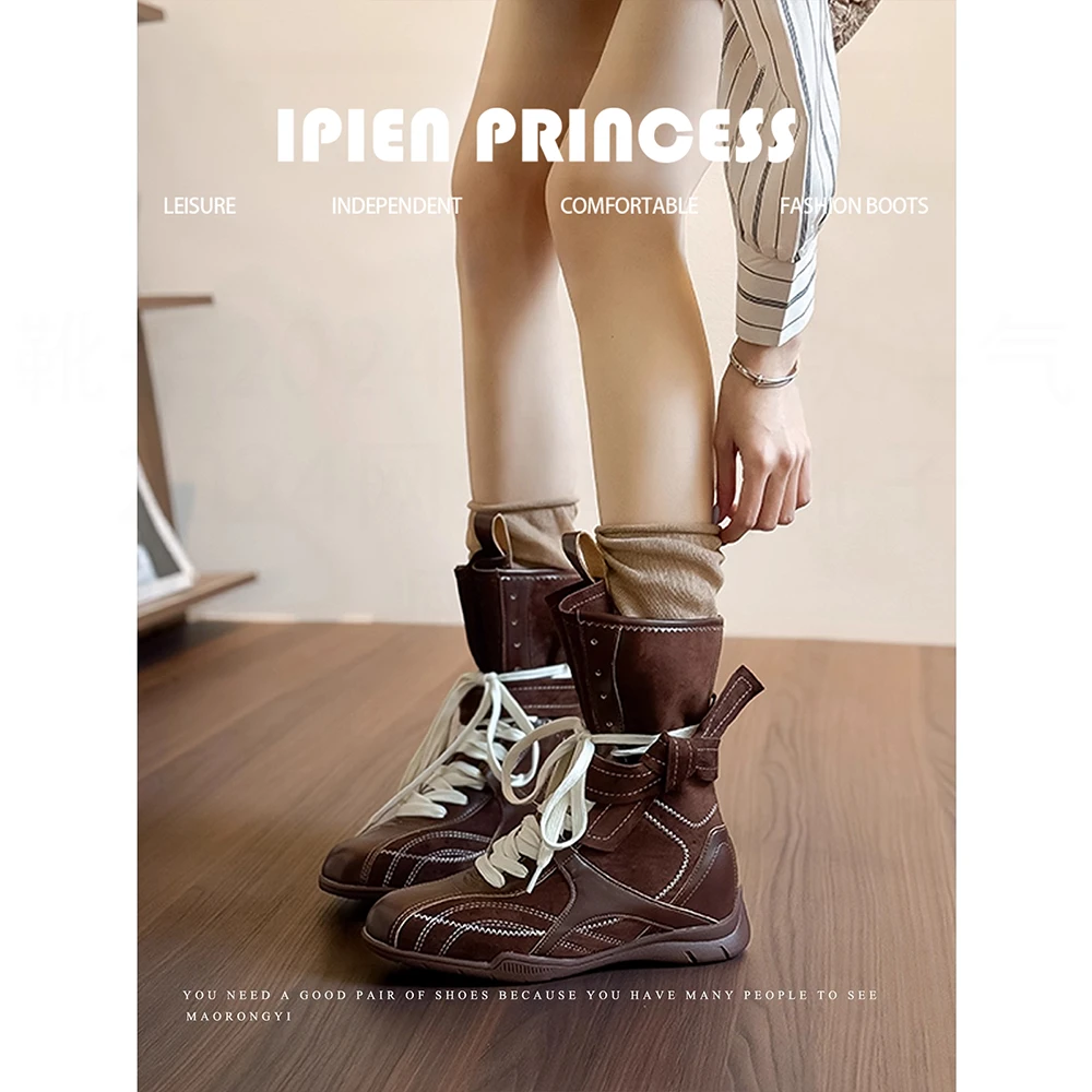 复古西部牛仔女款拳击靴2025流行秋冬新款千金鞋子名媛风时尚女靴