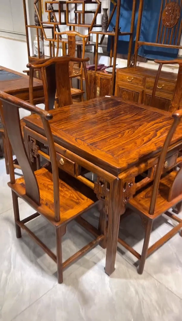 花梨木类八仙桌五件套家具