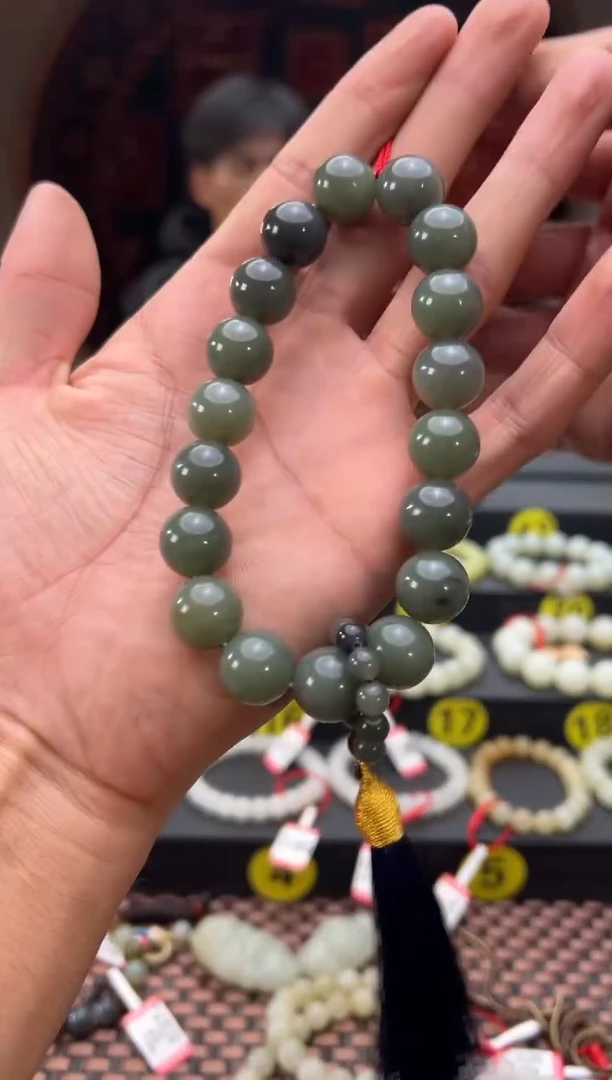 未镶嵌手串和田玉李保国矿手持卡14