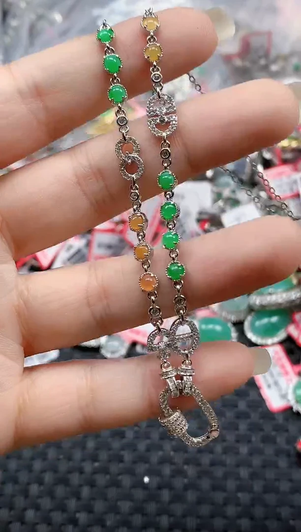 银S925镶嵌戒指翡翠天然A货缅甸翡翠