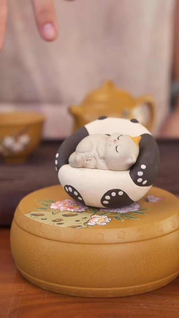 紫砂茶宠黑色熊猫沙发 猫咪